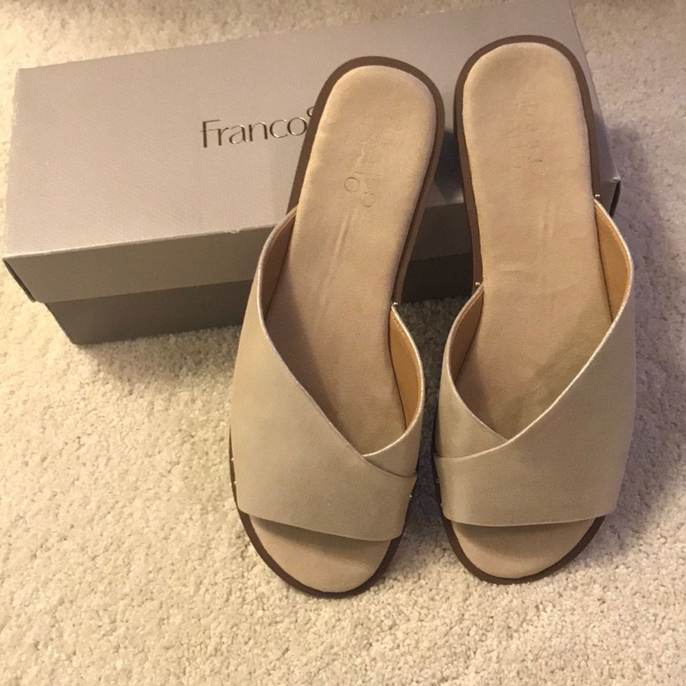 Champagne Leather Slides